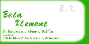 bela klement business card